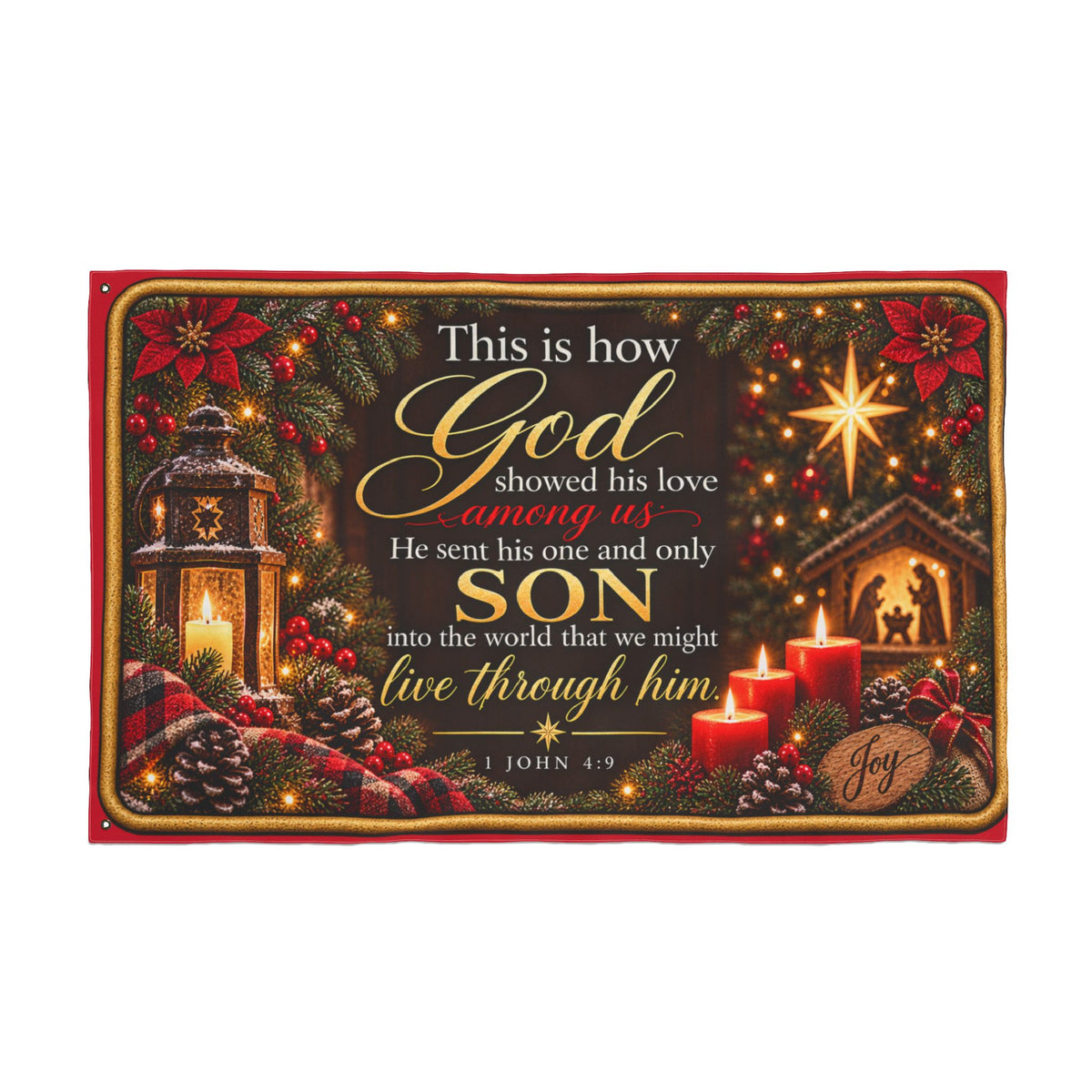 Christmas Nativity Scripture Flag Double Sided | John 3:16 Holiday Outdoor Flag