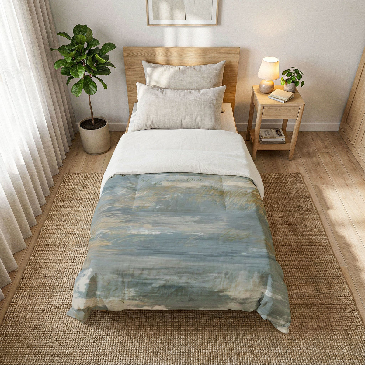 Coastal Meadow Cotton Comforter — Serene Beachscape Bedding