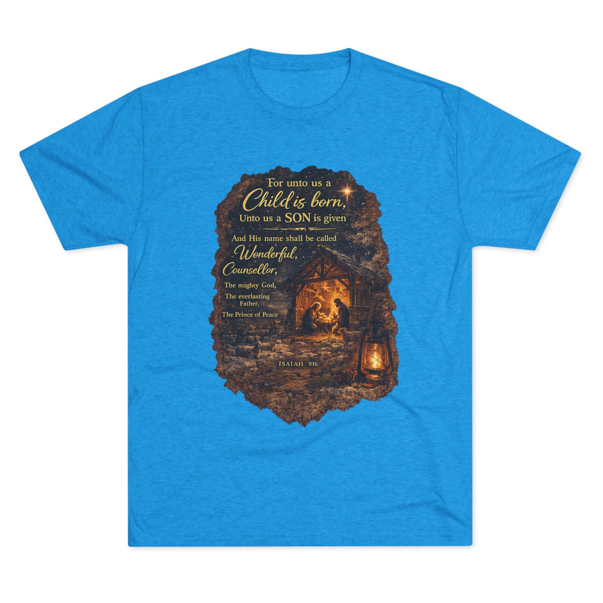Child Is Born Nativity Scene T-Shirt | Christmas Bible Verse