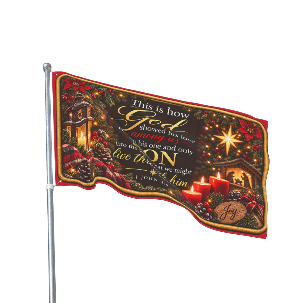 Christmas Nativity Scripture Flag Double Sided | John 3:16 Holiday Outdoor Flag