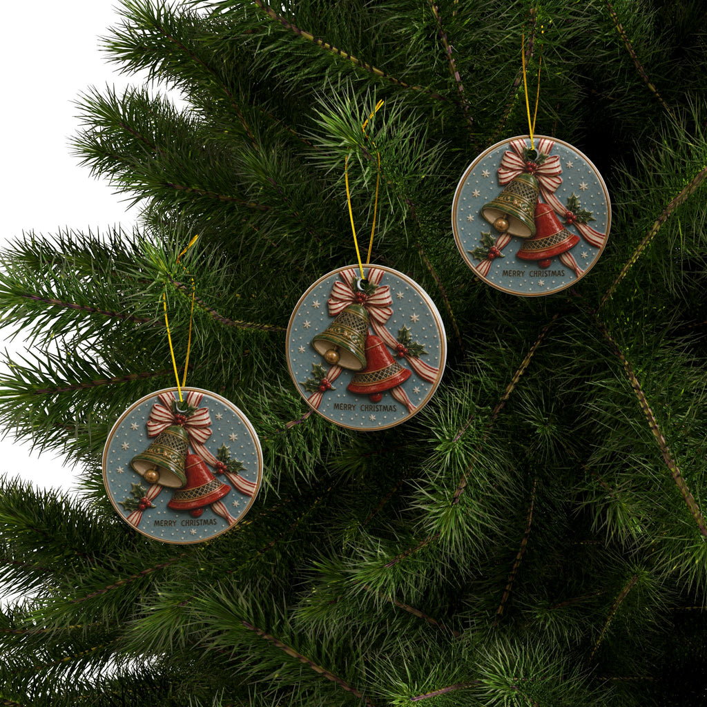 Vintage Christmas Bells Christmas Ornaments, 2-Side Print, (1pc, 3pcs, 5pcs, 10pcs)