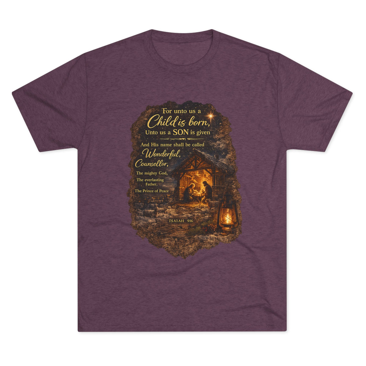 Child Is Born Nativity Scene T-Shirt | Christmas Bible Verse