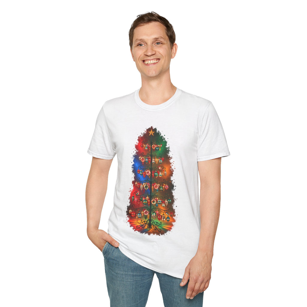 Colorful Holiday Tree T-Shirt | Christmas Lights Ornament Design