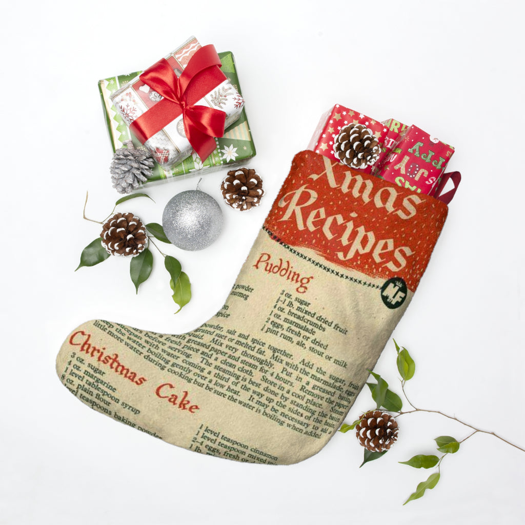 Xmas Recipes Print Christmas Stocking | Recipe Text Holiday Stocking