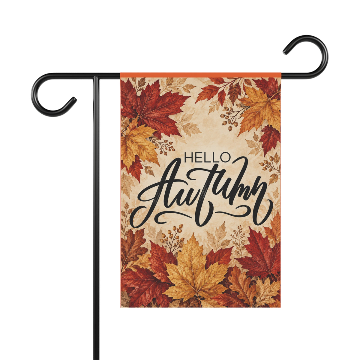 Hello Autumn Garden Flag - Fall Leaves Welcome Banner for Yard & Porch