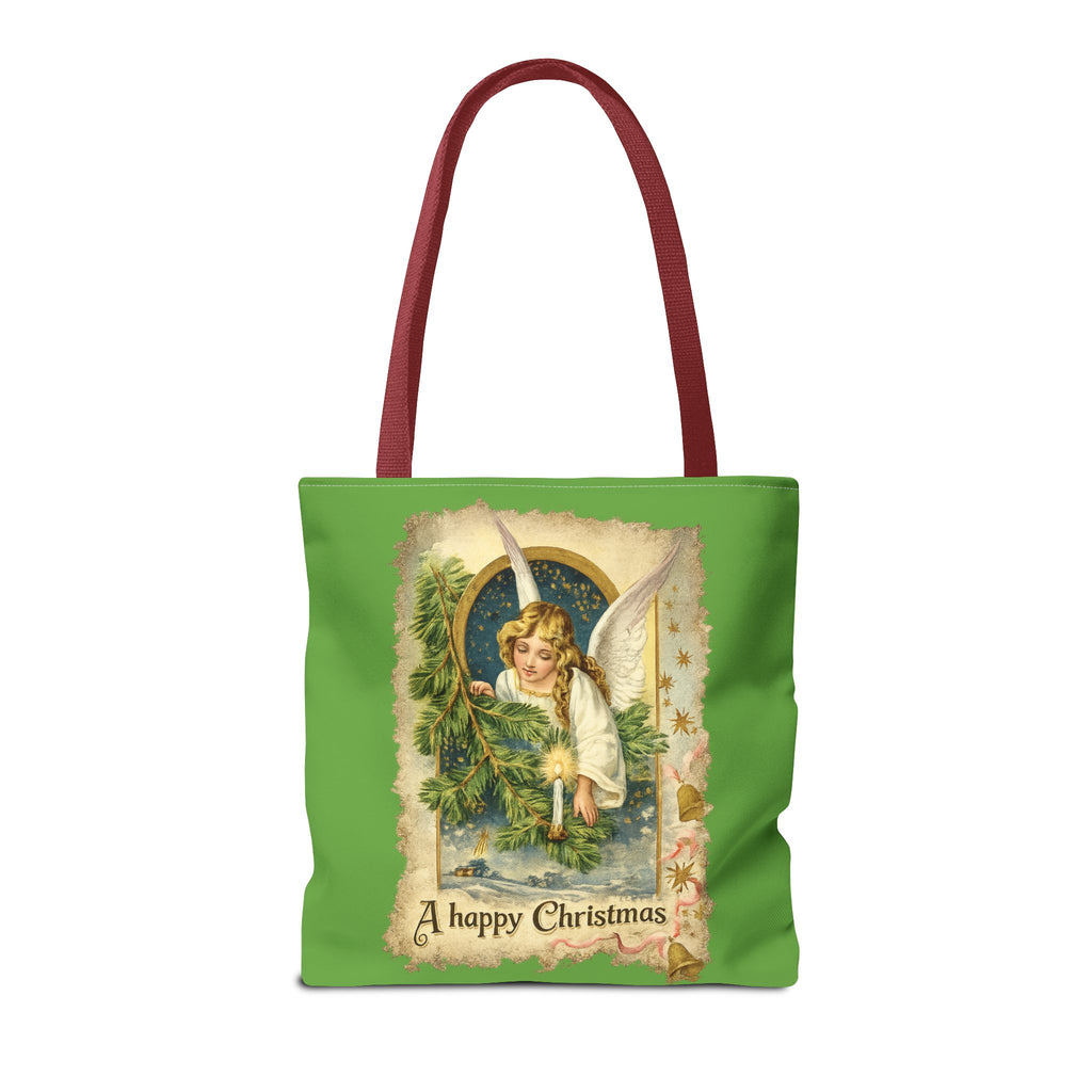 Vintage Angel Christmas Tote Bag — "A Happy Christmas" Holiday Shopper