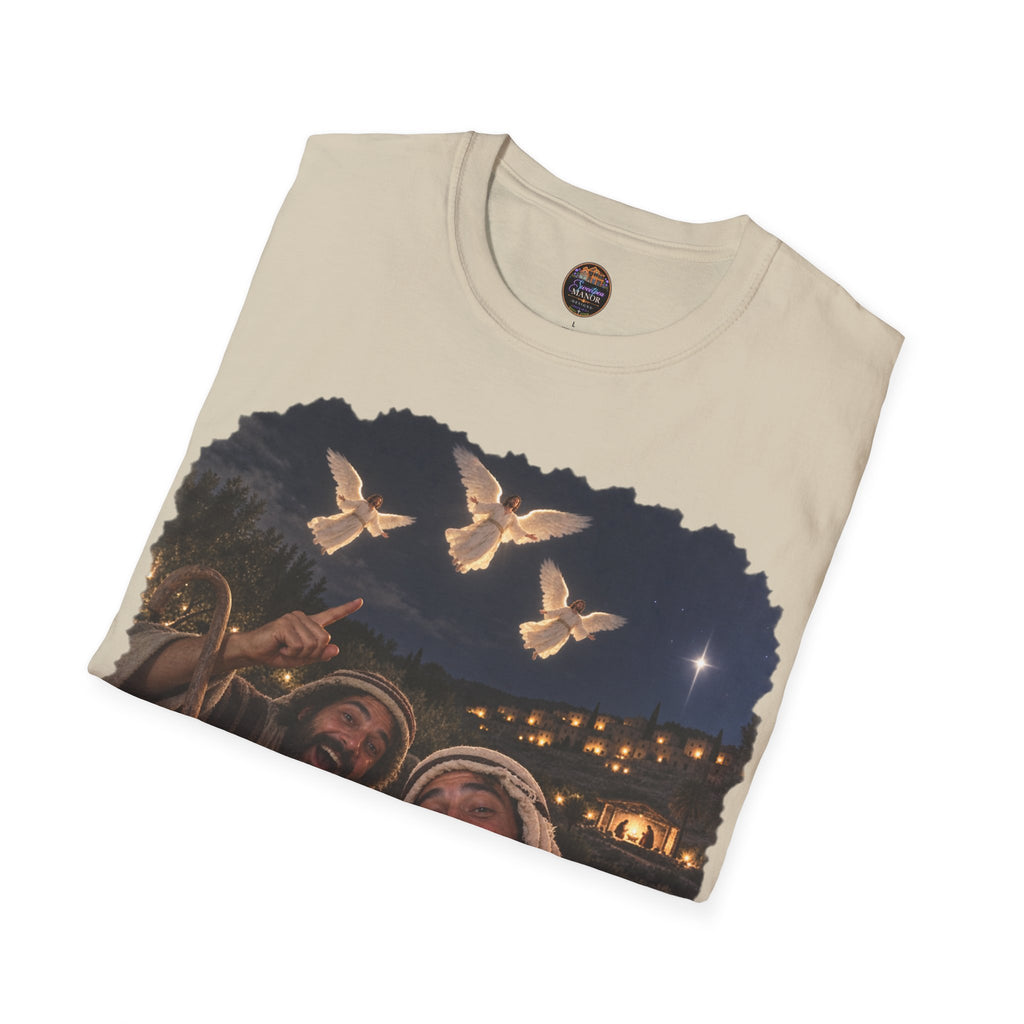 Shepherds Outstanding in the Field Christian Humor Unisex Softstyle Christmas T-Shirt