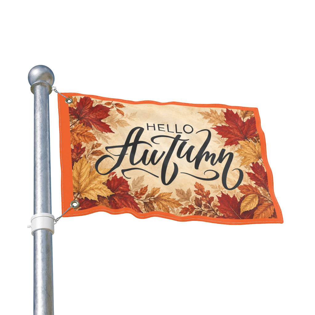 Hello Autumn Double-Sided Garden Flag — Fall Leaves Seasonal Outdoor Decor