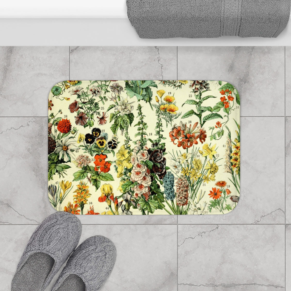 Vintage Wildflower Sampler Bath Mat