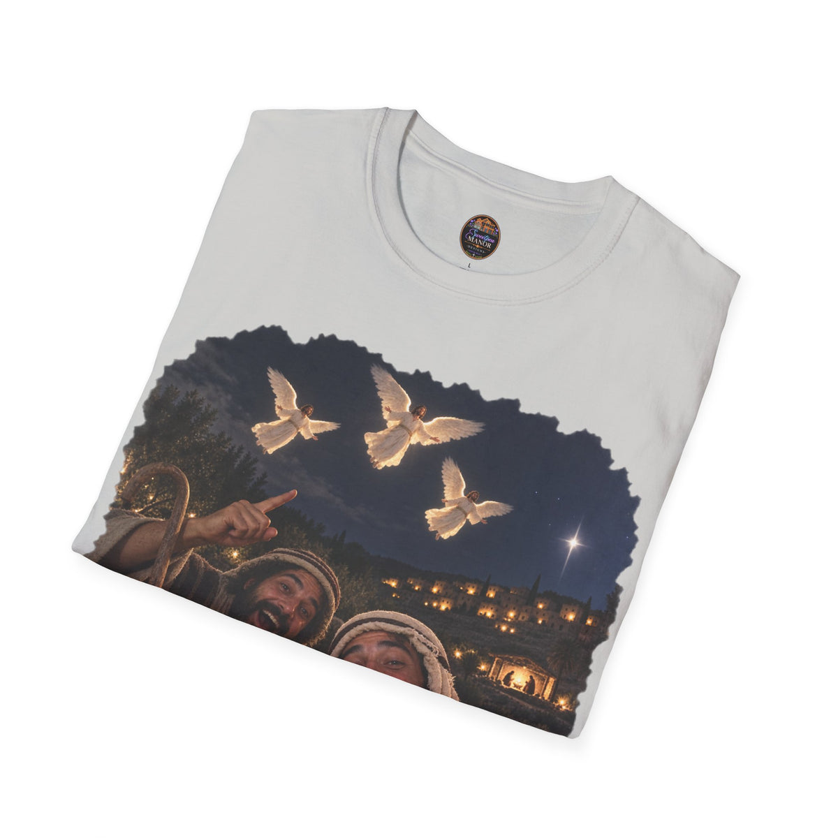 Shepherds Outstanding in the Field Christian Humor Unisex Softstyle Christmas T-Shirt