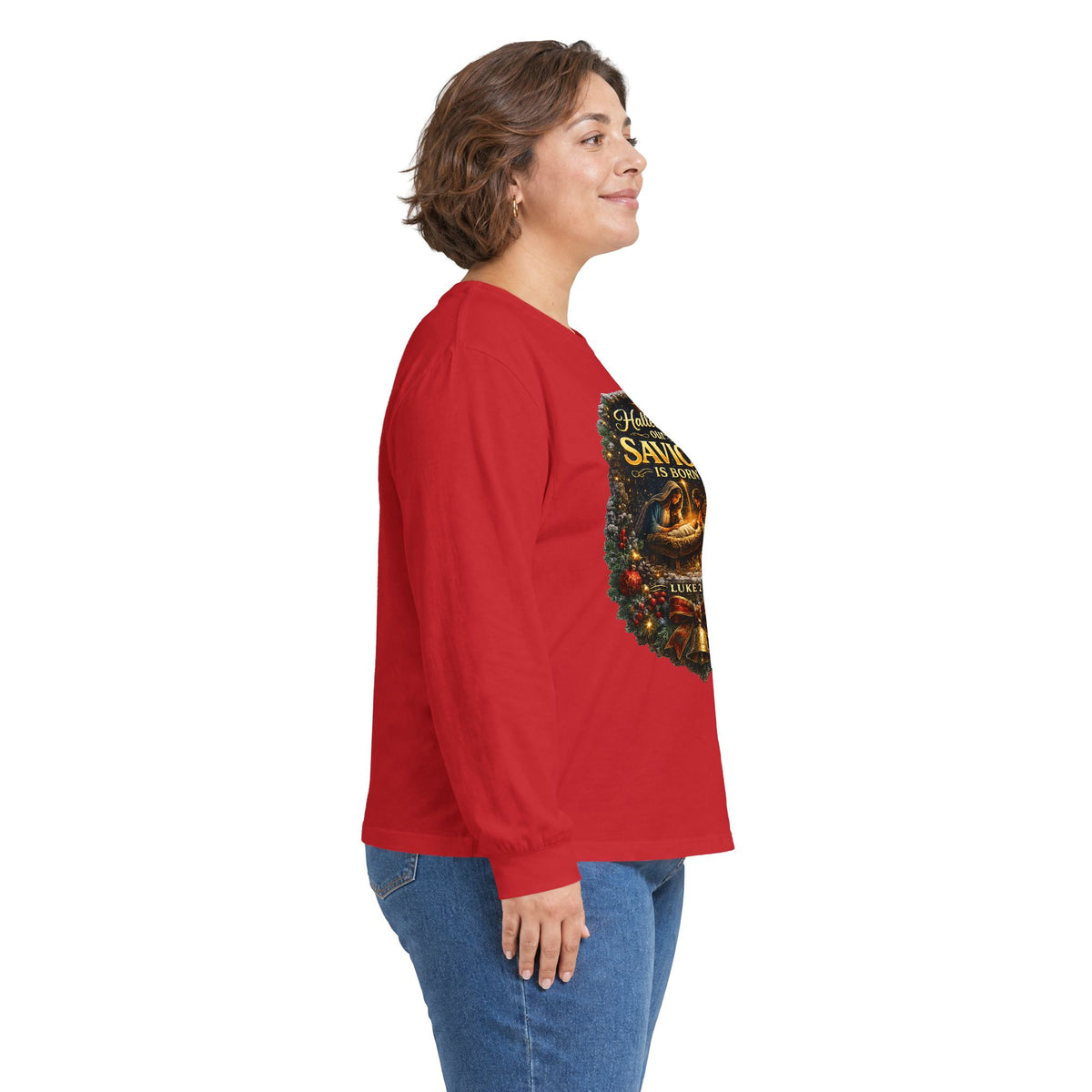 Hallelujah Our Savior Is Born long sleeve tee | Nativity Christmas shirt