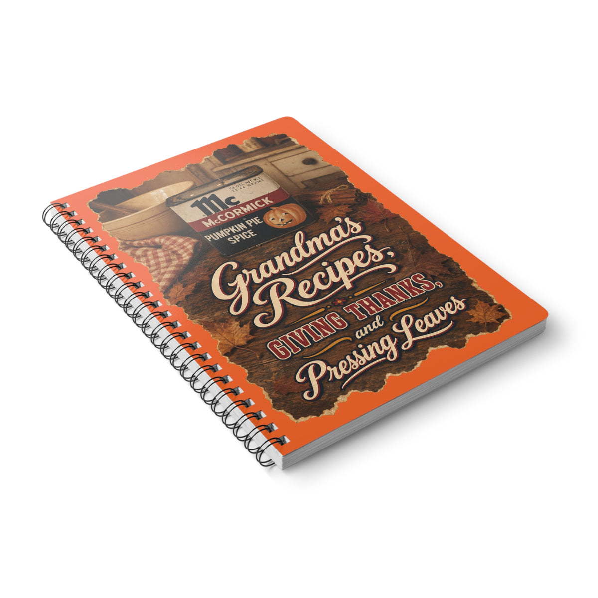 Vintage Autumn season Kitchen Recipes and more Wirobound Softcover Notebook, A5