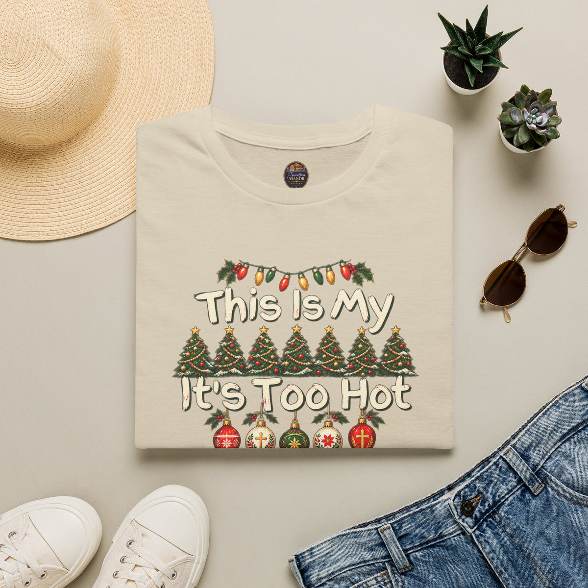 This Is My It's Too Hot For Ugly Christmas Sweater Shirt T-Shirt | Christmas holiday tee