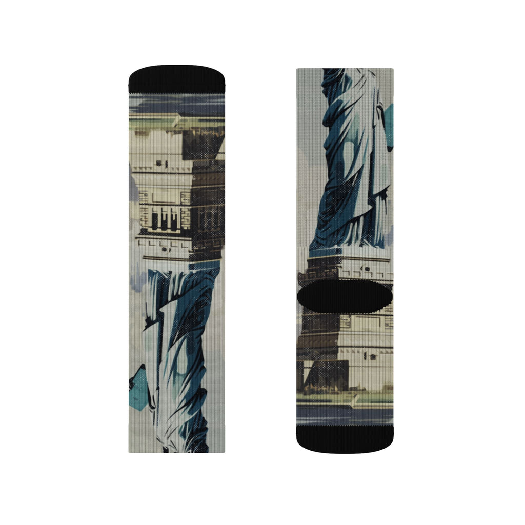 Vintage New York Travel Poster Crew Socks