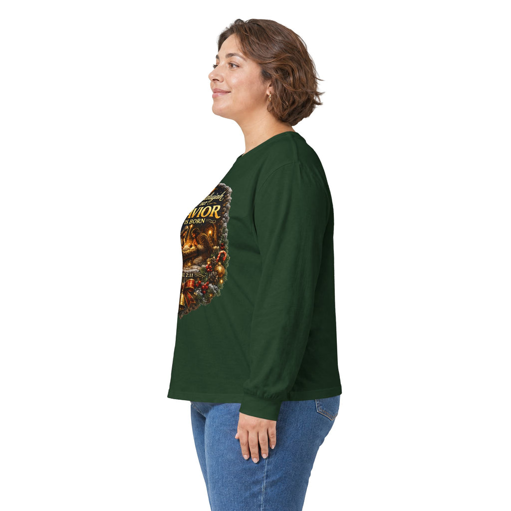 Hallelujah Our Savior Is Born long sleeve tee | Nativity Christmas shirt