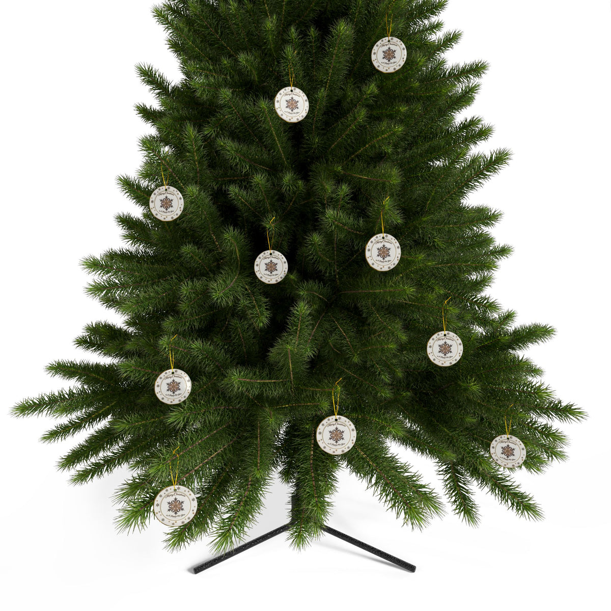Lenox China inspired Ceramic golden snowflakes ceramic Christmas Ornaments, 2-Side Print, (1pc, 3pcs, 5pcs, 10pcs)