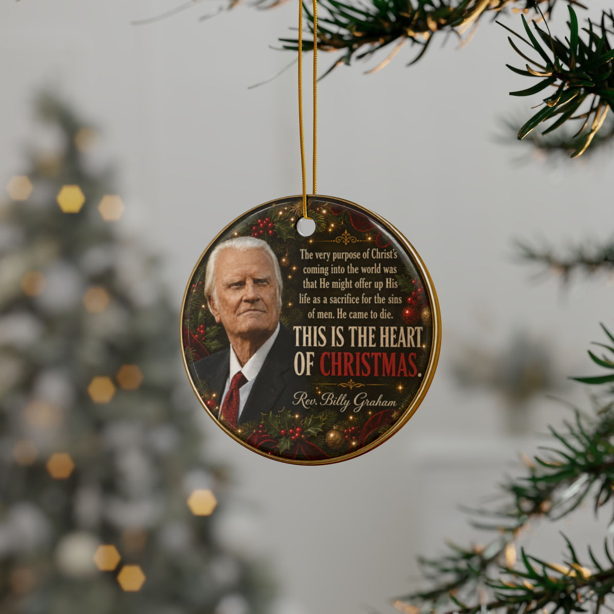 Billy Graham on Christmas Quote Ornaments, 2-Side Print, (1pc, 3pcs, 5pcs, 10pcs)