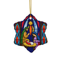 Snowflake/Star of David Nativity Ceramic Christmas Ornaments, 2-Side Print, (1pc, 3pcs, 5pcs, 10pcs)