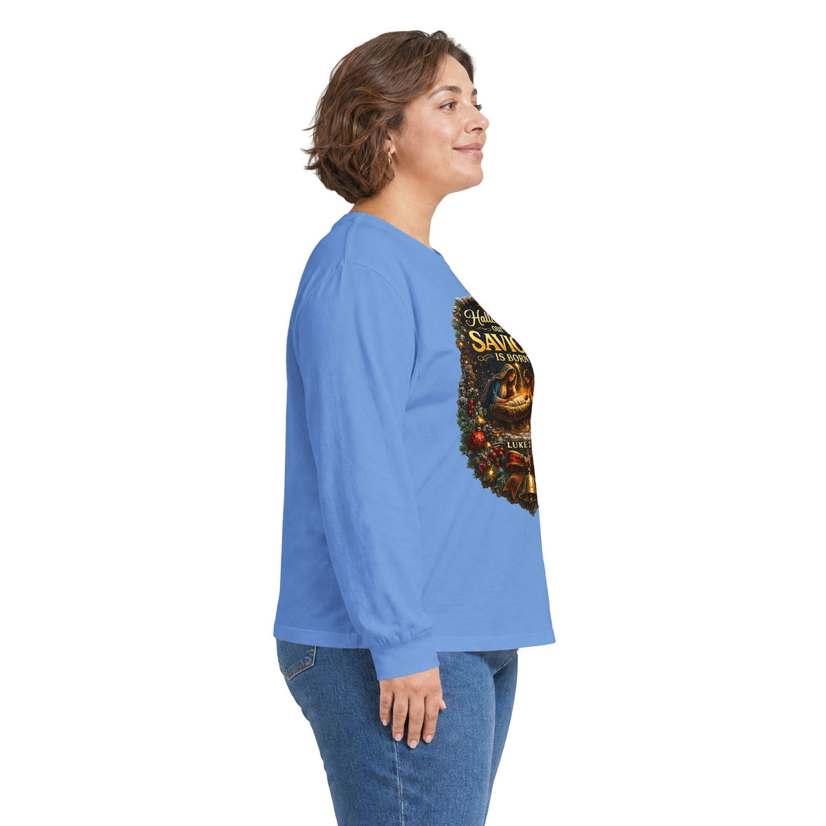 Hallelujah Our Savior Is Born long sleeve tee | Nativity Christmas shirt