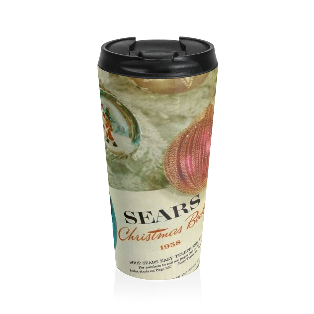 Vintage Christmas Ornaments Travel Mug | Retro Holiday Baubles Thermos