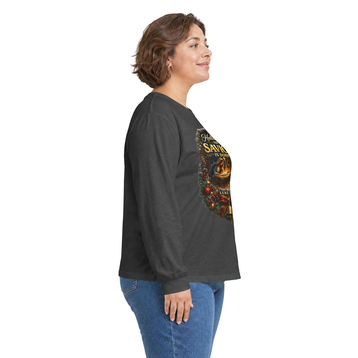 Hallelujah Our Savior Is Born long sleeve tee | Nativity Christmas shirt