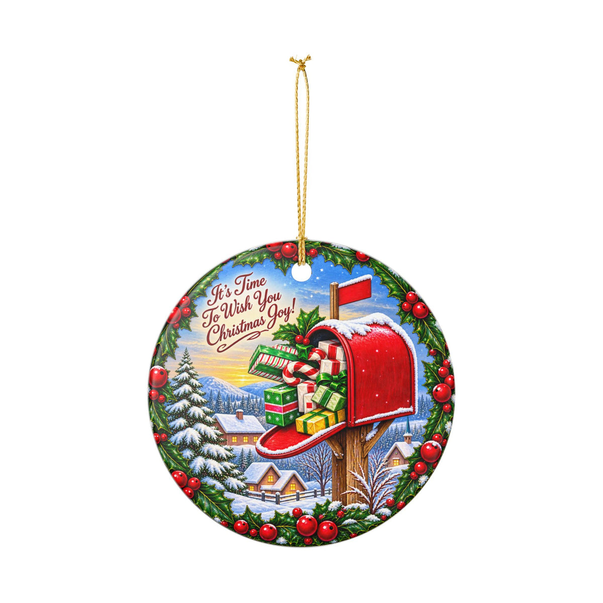 Christmas Mailboxes Ceramic Decoration Ornament, (1pc)