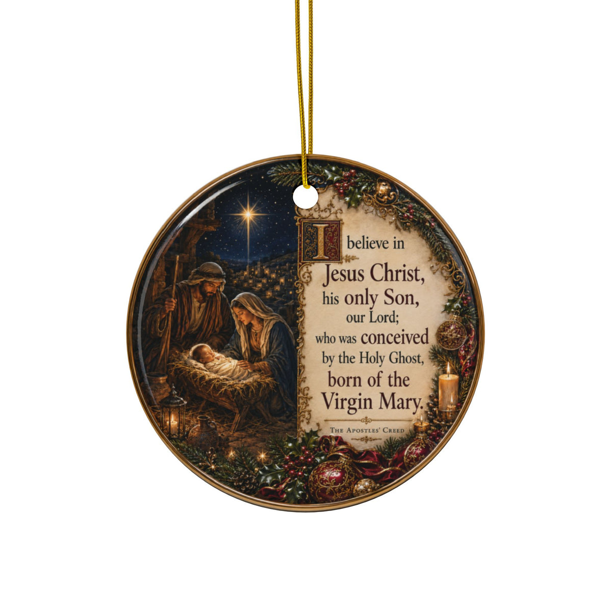 Apostle’s Creed Nativity Christmas Ornaments, 2-Side Print, (1pc, 3pcs, 5pcs, 10pcs)