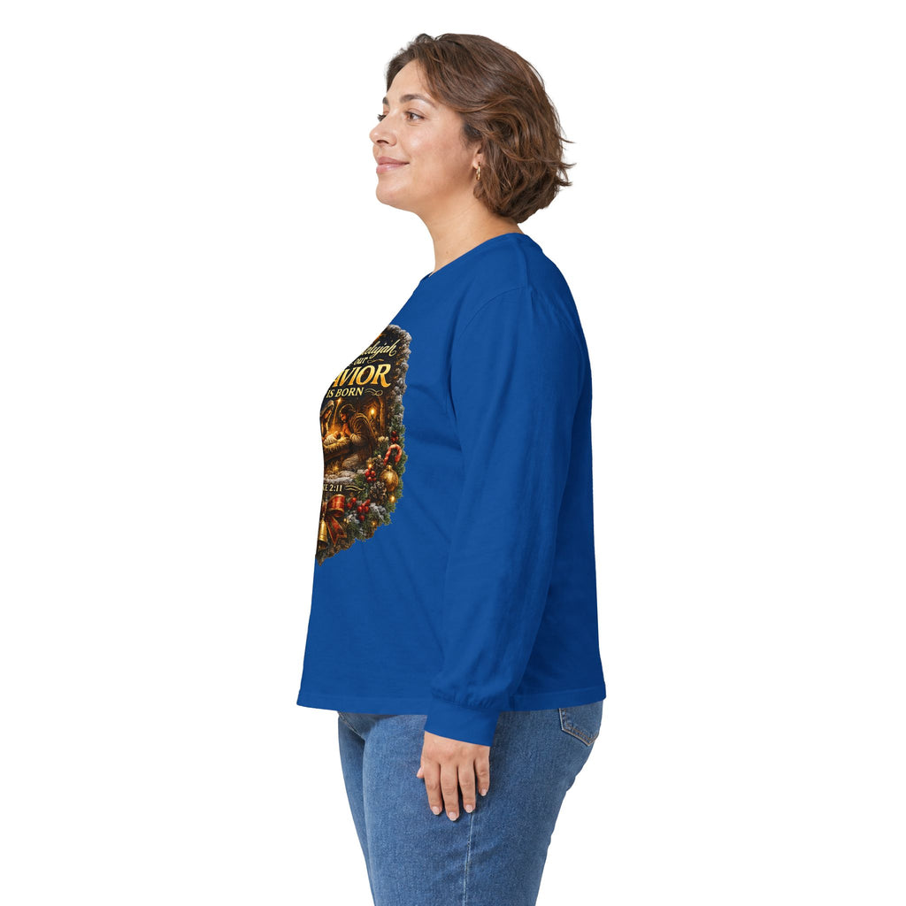 Hallelujah Our Savior Is Born long sleeve tee | Nativity Christmas shirt