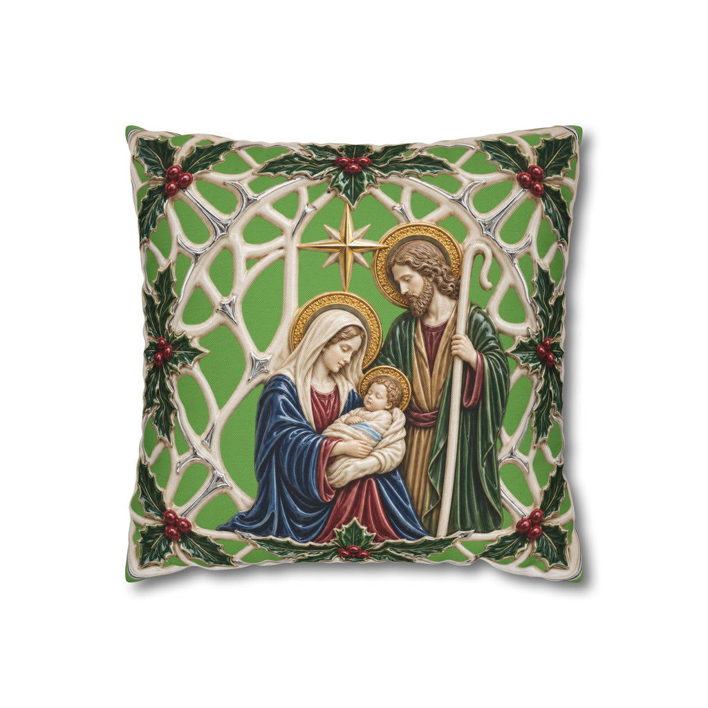 Nativity Holy Family Christmas Pillowcase — Religious Holiday Decor
