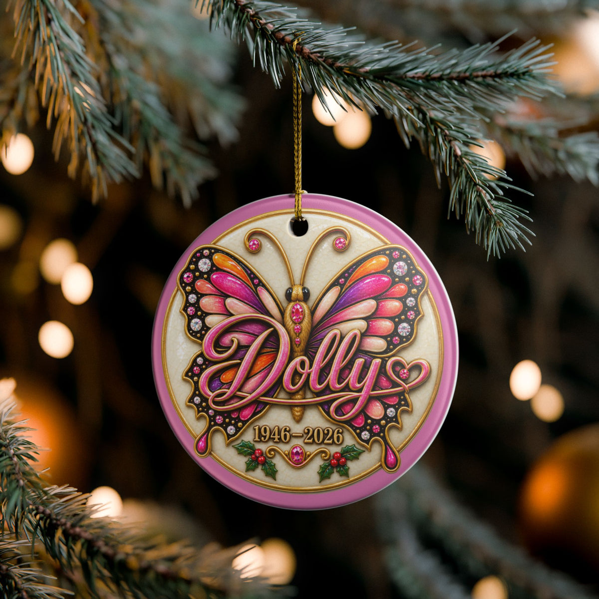 Dolly Parton Remembrance Ceramic Decoration Ornament, double sided (1pc)