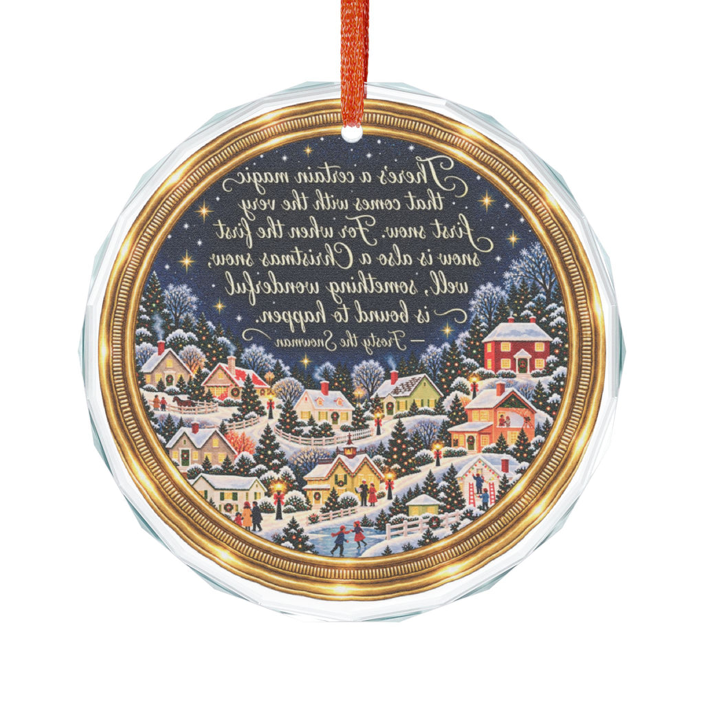 Glass Ornament — 'Family' Snowy Village Christmas Quote Ornament