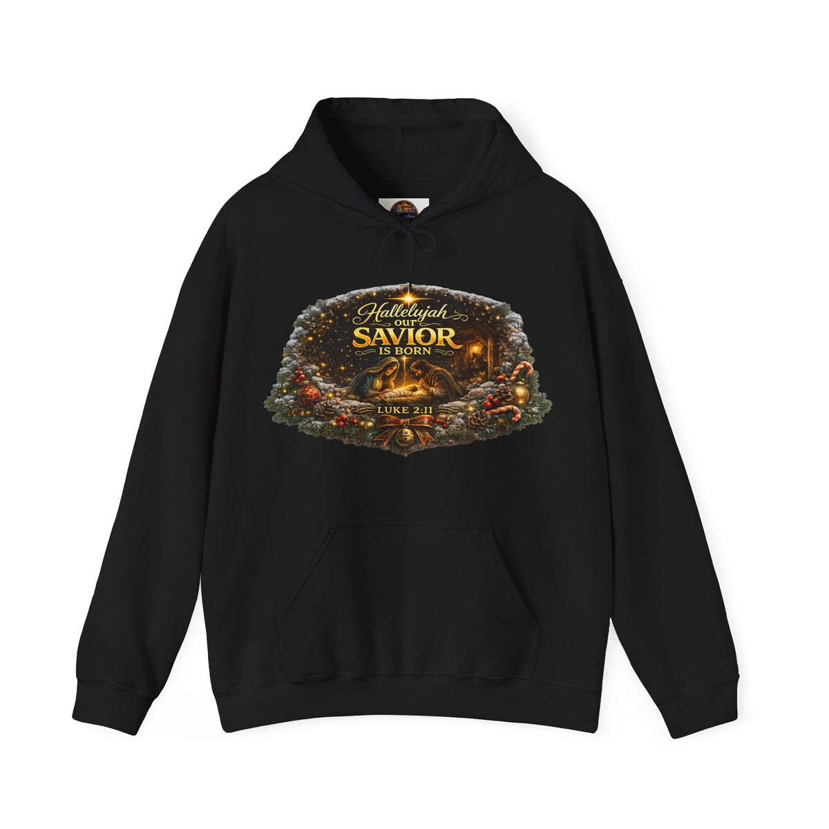 Hallelujah Savior of the World hoodie | Christmas nativity wreath design