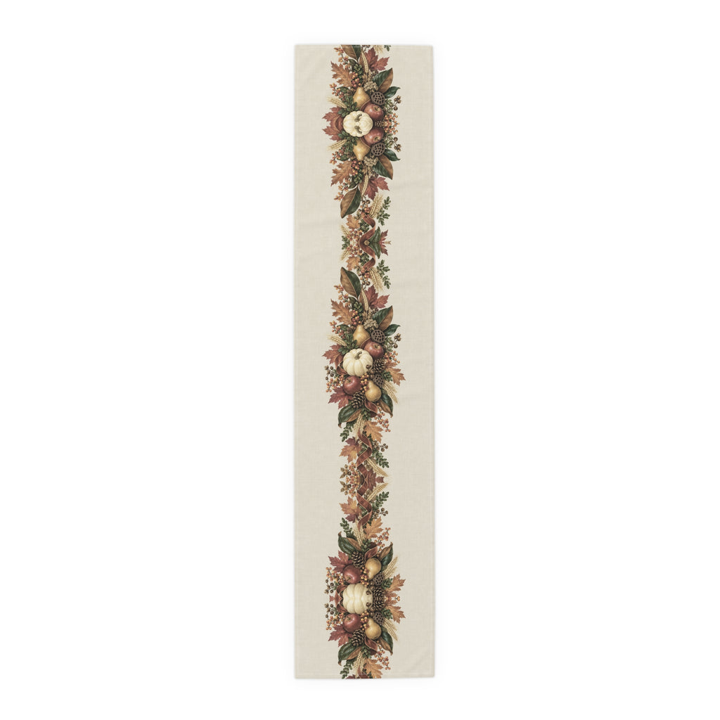 Autumn Harvest Table Runner — Pumpkin & Fall Foliage Thanksgiving Decor
