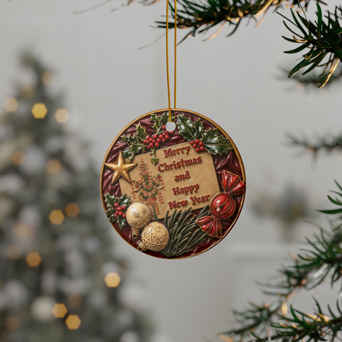 Vintage Victorian Christmas Decor and Card Christmas Ornaments, 2-Side Print, (1pc, 3pcs, 5pcs, 10pcs)