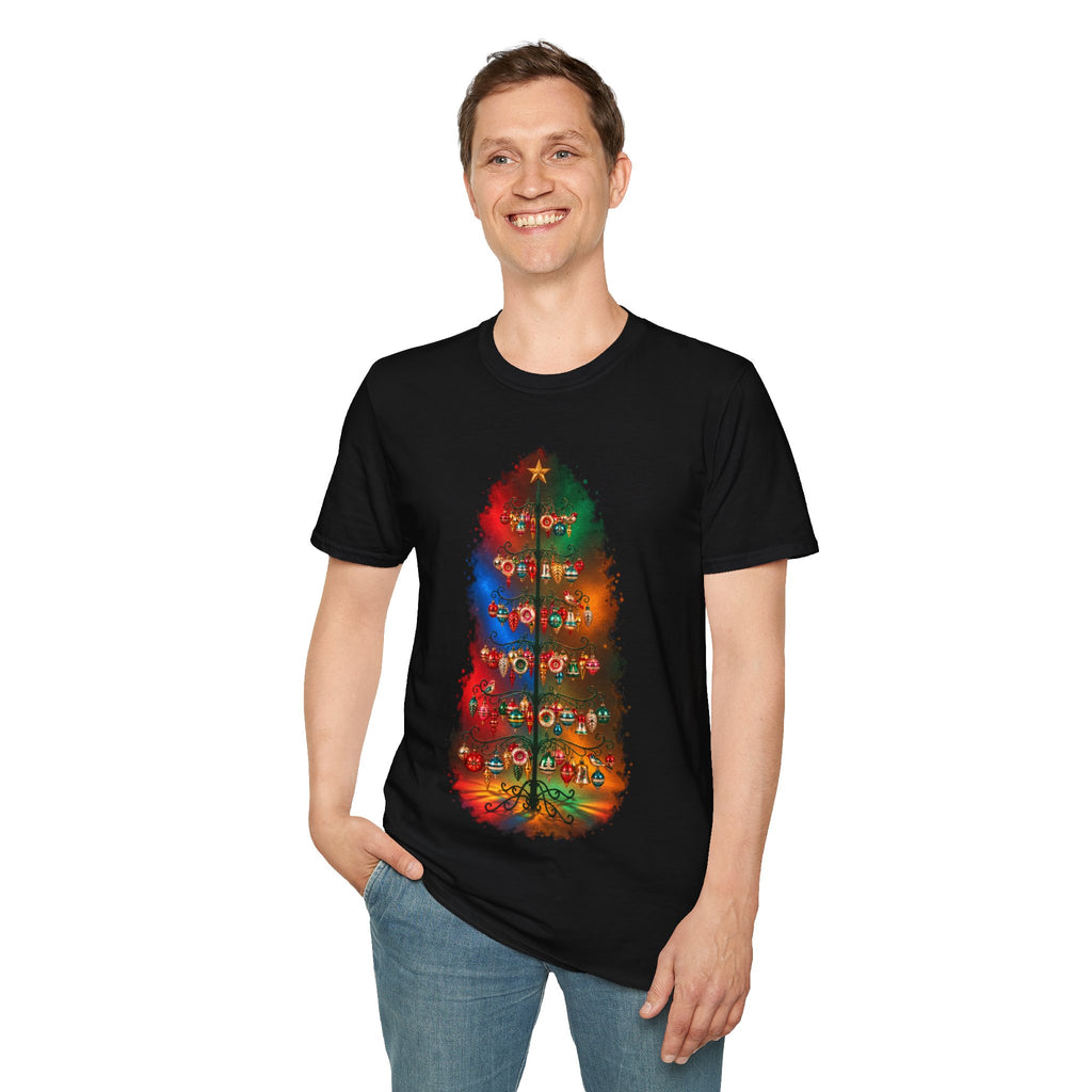 Colorful Holiday Tree T-Shirt | Christmas Lights Ornament Design