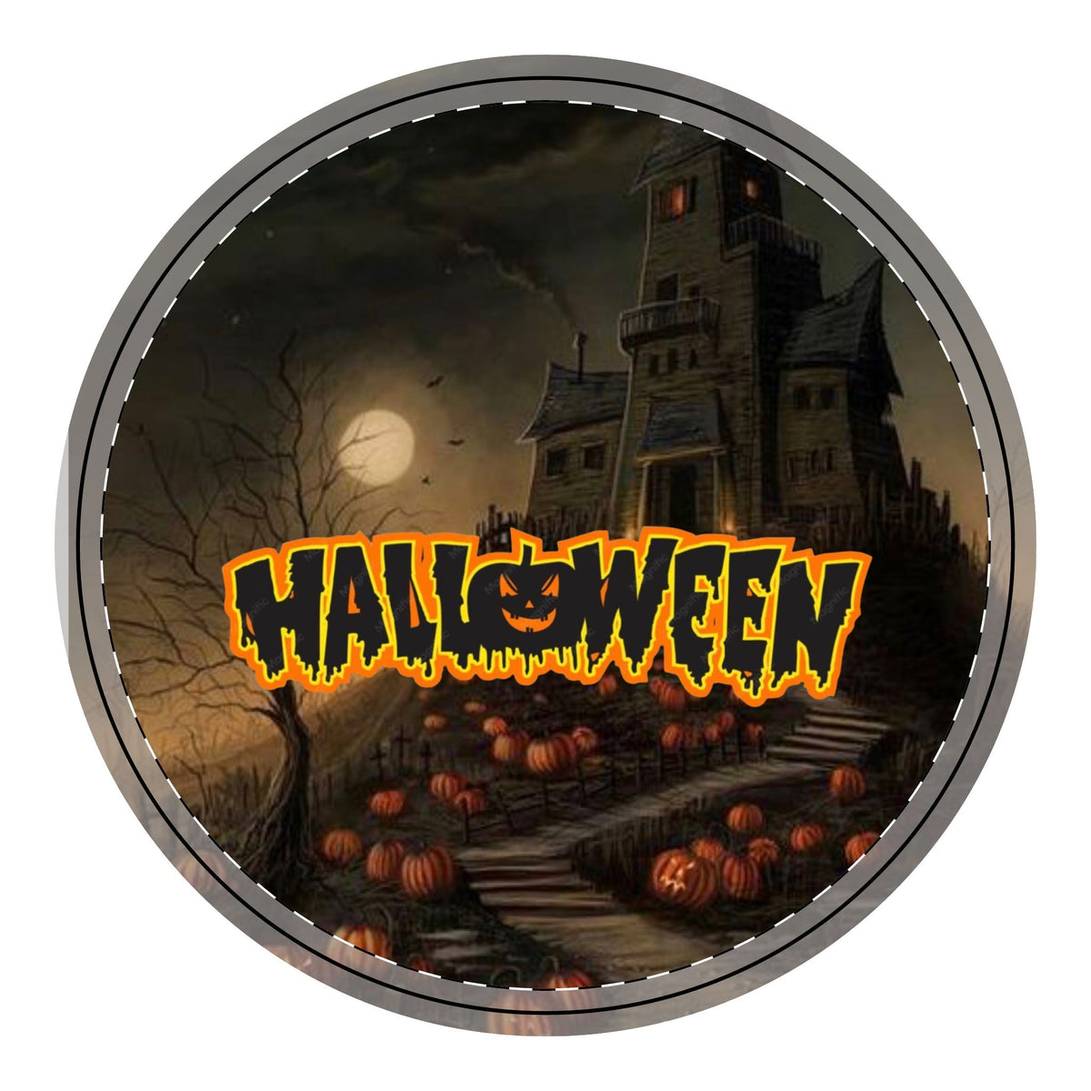Halloween Haunted House Wooden Hanging Sign – Spooky Pumpkin Porch Decor