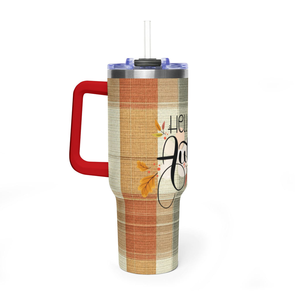 Hello Autumn 40oz Tumbler – Plaid Fall Thermal Travel Mug