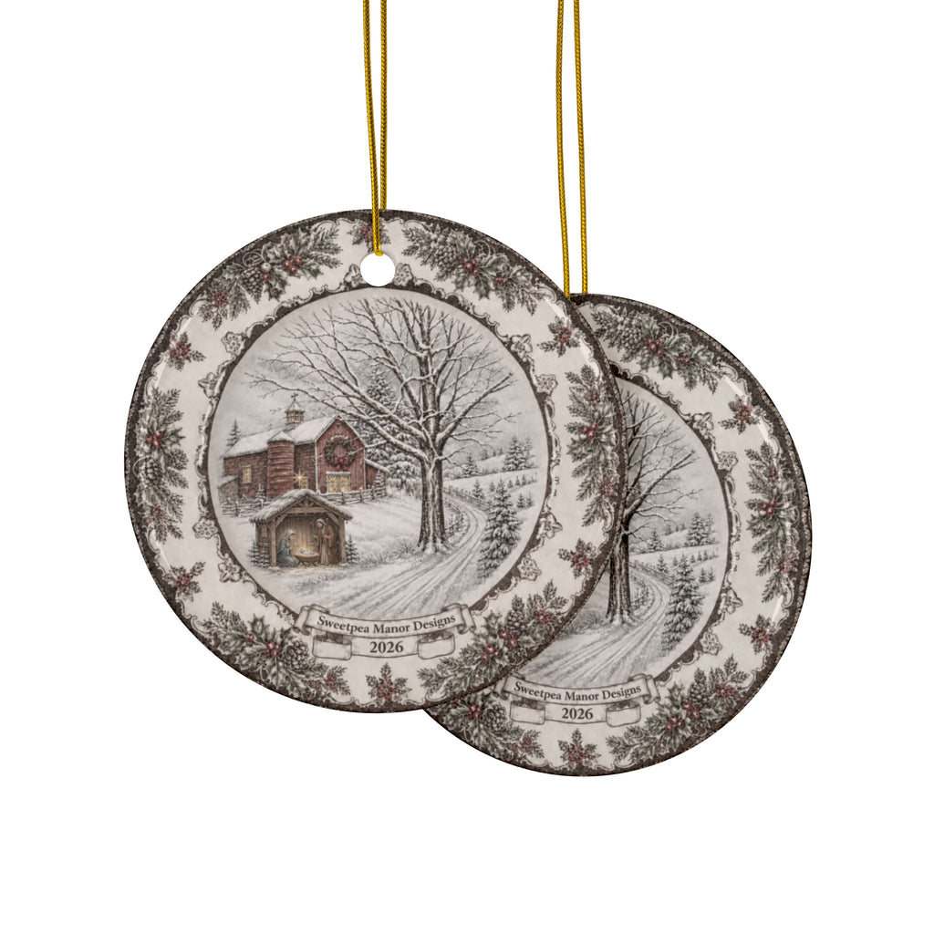 Original China Art Sweetpea Manor Designs Ceramic Ornaments, 2-Side Print, (1pc, 3pcs, 5pcs, 10pcs)