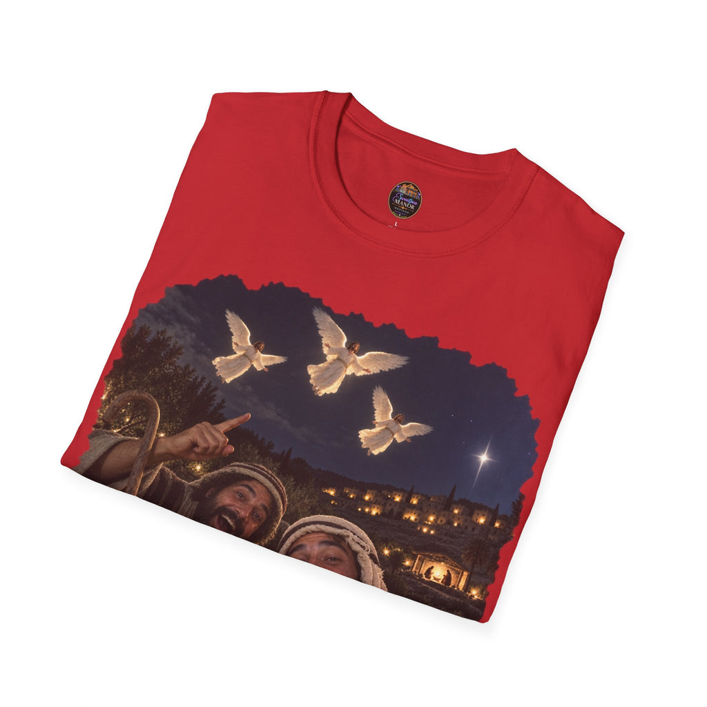 Shepherds Outstanding in the Field Christian Humor Unisex Softstyle Christmas T-Shirt