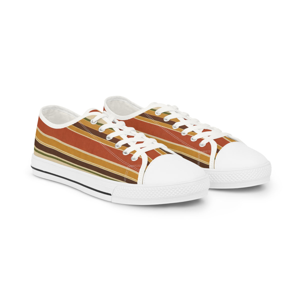 Retro Striped Low Top Sneakers — Vintage Sunset Stripe Men’s Casual Shoes
