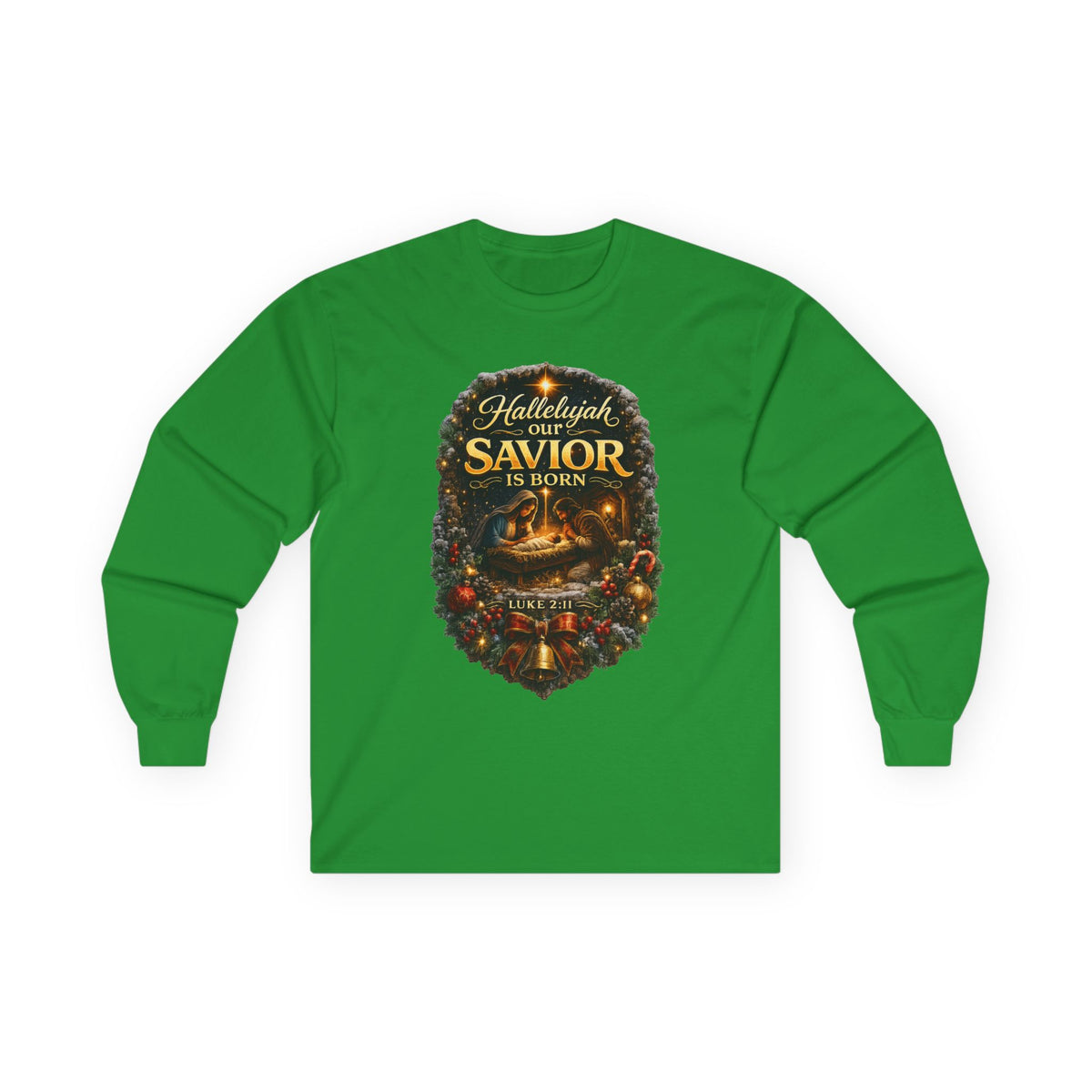 Hallelujah Our Savior Is Born long sleeve tee | Nativity Christmas shirt