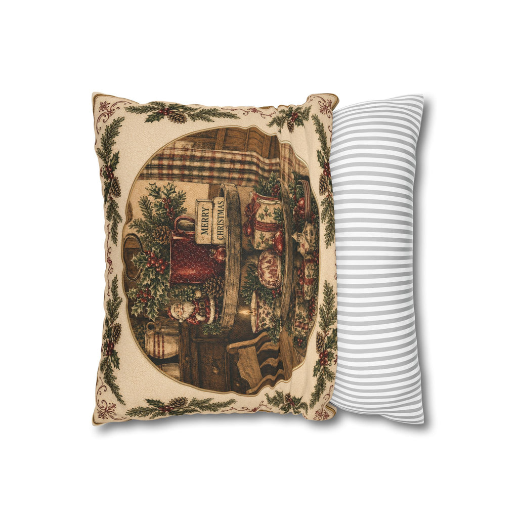 Christmas Country Kitchen Pillowcase — "Merry Christmas" Decorative Throw Pillow Cover