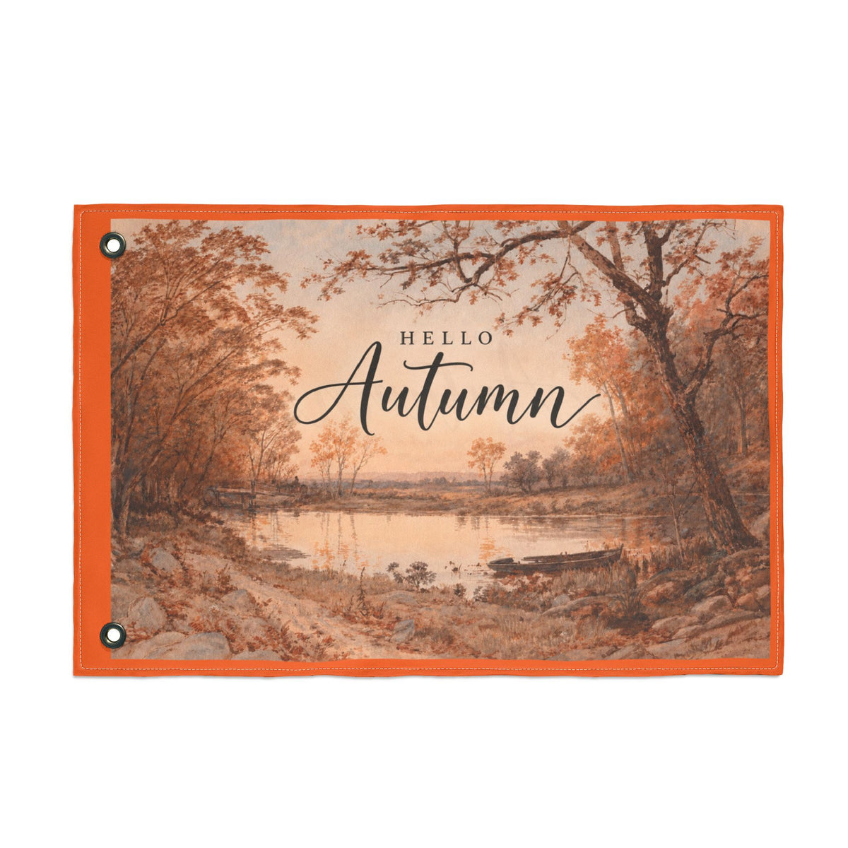 Hello Autumn Double-Sided Garden Flag — Fall Landscape Welcome Sign