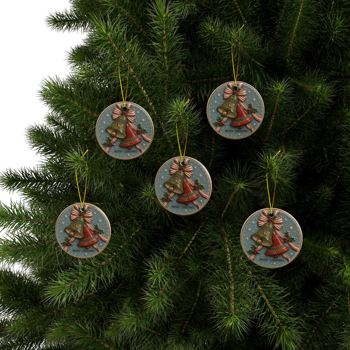Vintage Christmas Bells Christmas Ornaments, 2-Side Print, (1pc, 3pcs, 5pcs, 10pcs)