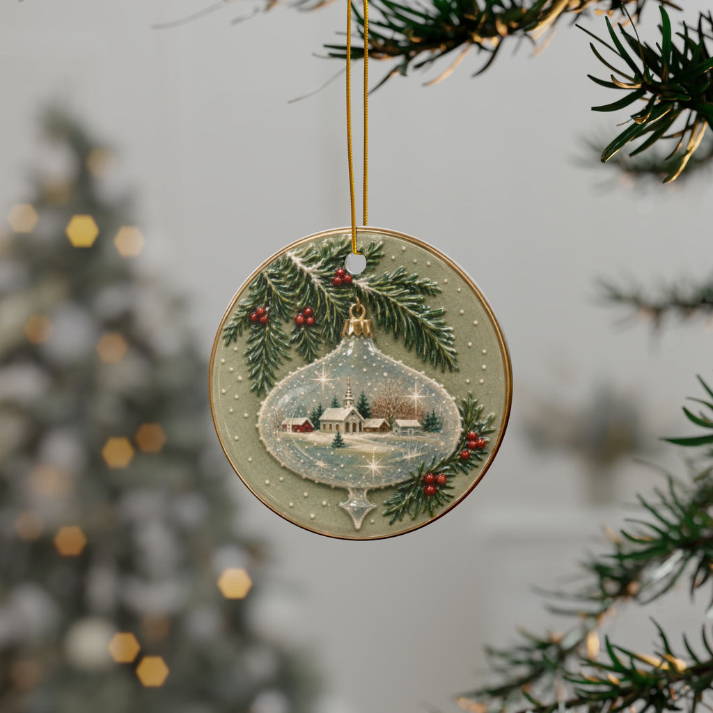 Vintage Glass Ornament Christmas Card Art Ornaments, 2-Side Print, (1pc, 3pcs, 5pcs, 10pcs)