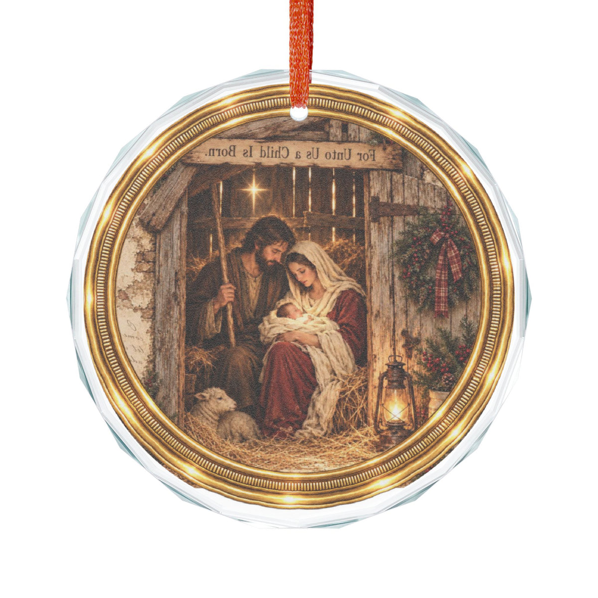 Glass Ornament | Rustic Nativity Christmas Decoration