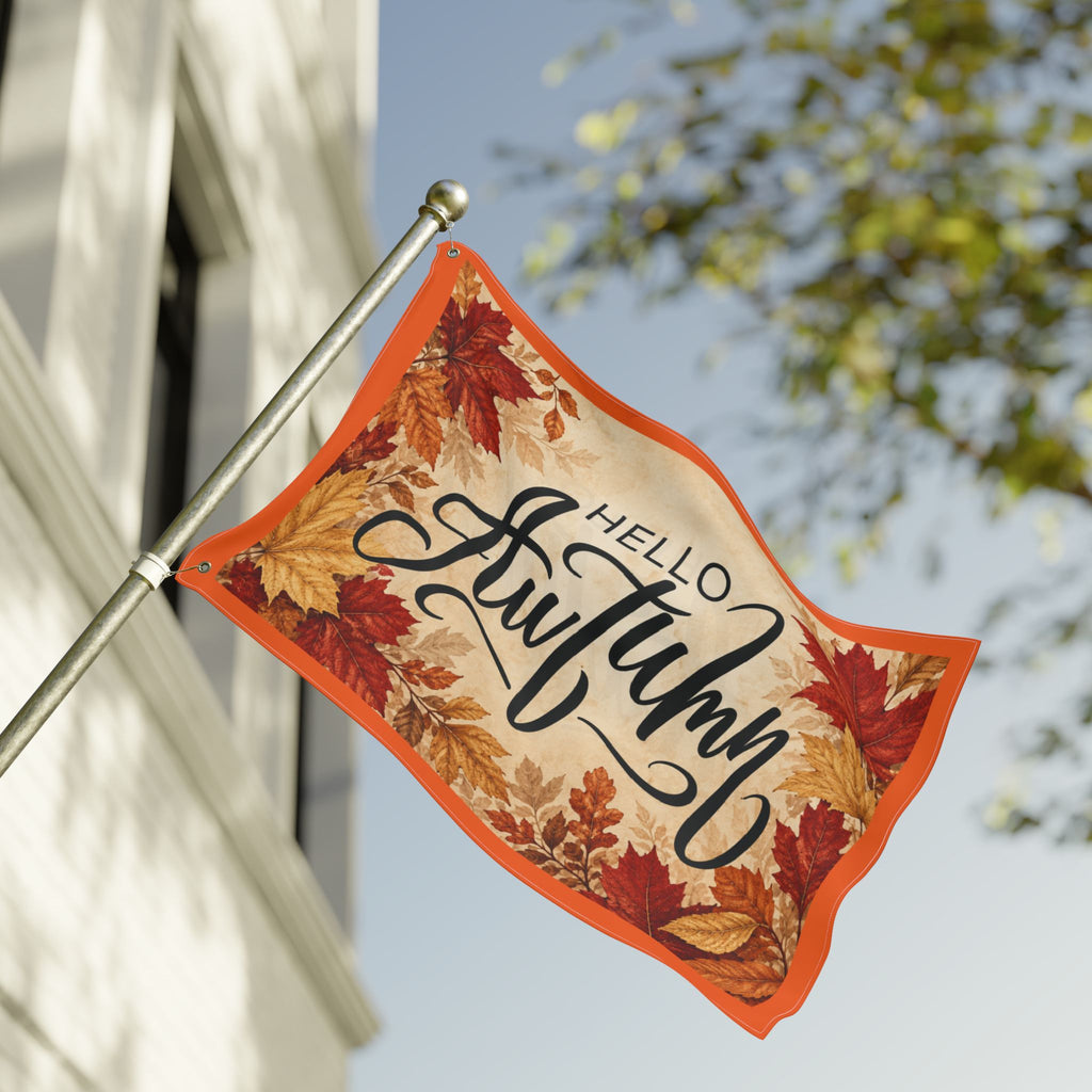 Hello Autumn Double-Sided Garden Flag — Fall Leaves Seasonal Outdoor Decor