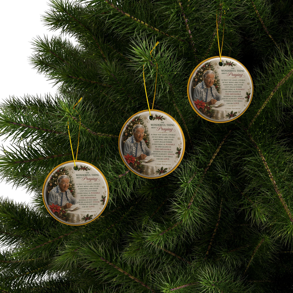 Corrie Ten Boom Praying Christmas Ornaments, 2-Side Print, (1pc, 3pcs, 5pcs, 10pcs)
