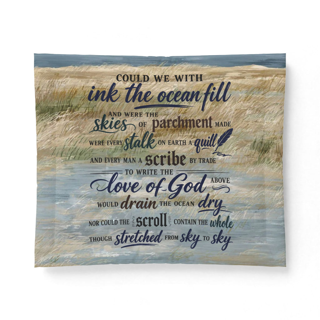 Beach Waves Scripture Comforter – "Love of God" Quote Cotton Comforter