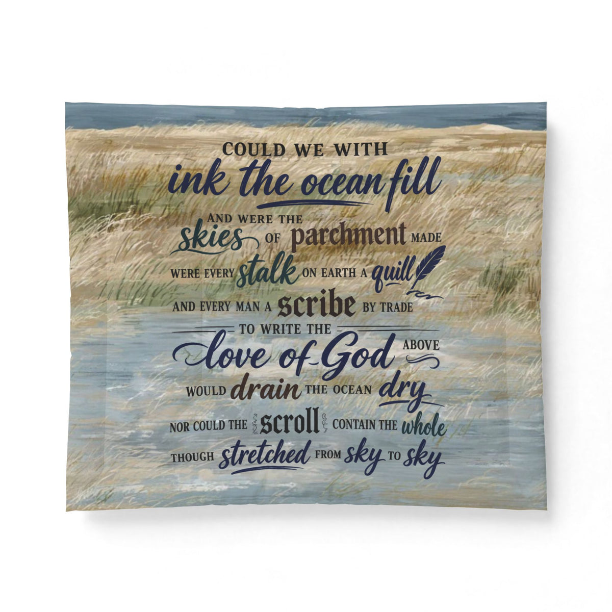 Beach Waves Scripture Comforter – "Love of God" Quote Cotton Comforter